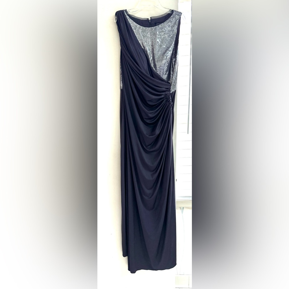 Adrianna Papell Long Purple Gown w/Sequin
